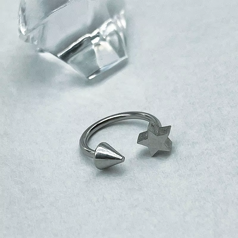 1 pièce, piercing tendance, style cool et doux, en acier inoxydable, 1,2 mm, étoile, pointe ronde, p
