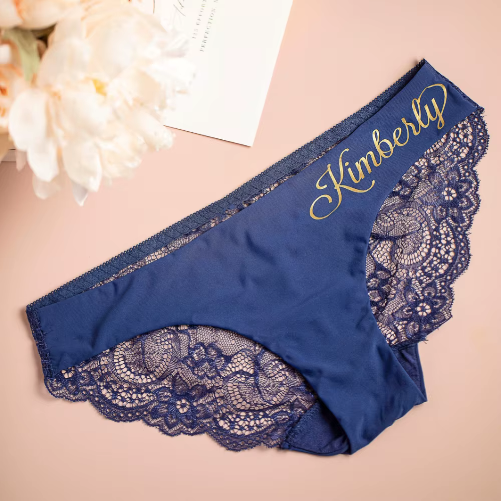 Cadeau personnalisé pour elle : Culotte de mariée en dentelle, sous-vêtements de mariage, cadeau de