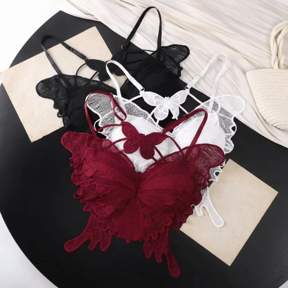 Soutiens-gorge papillon sans dos doux, coupe ajustée, rembourrés, en dentelle, camisoles, style coré