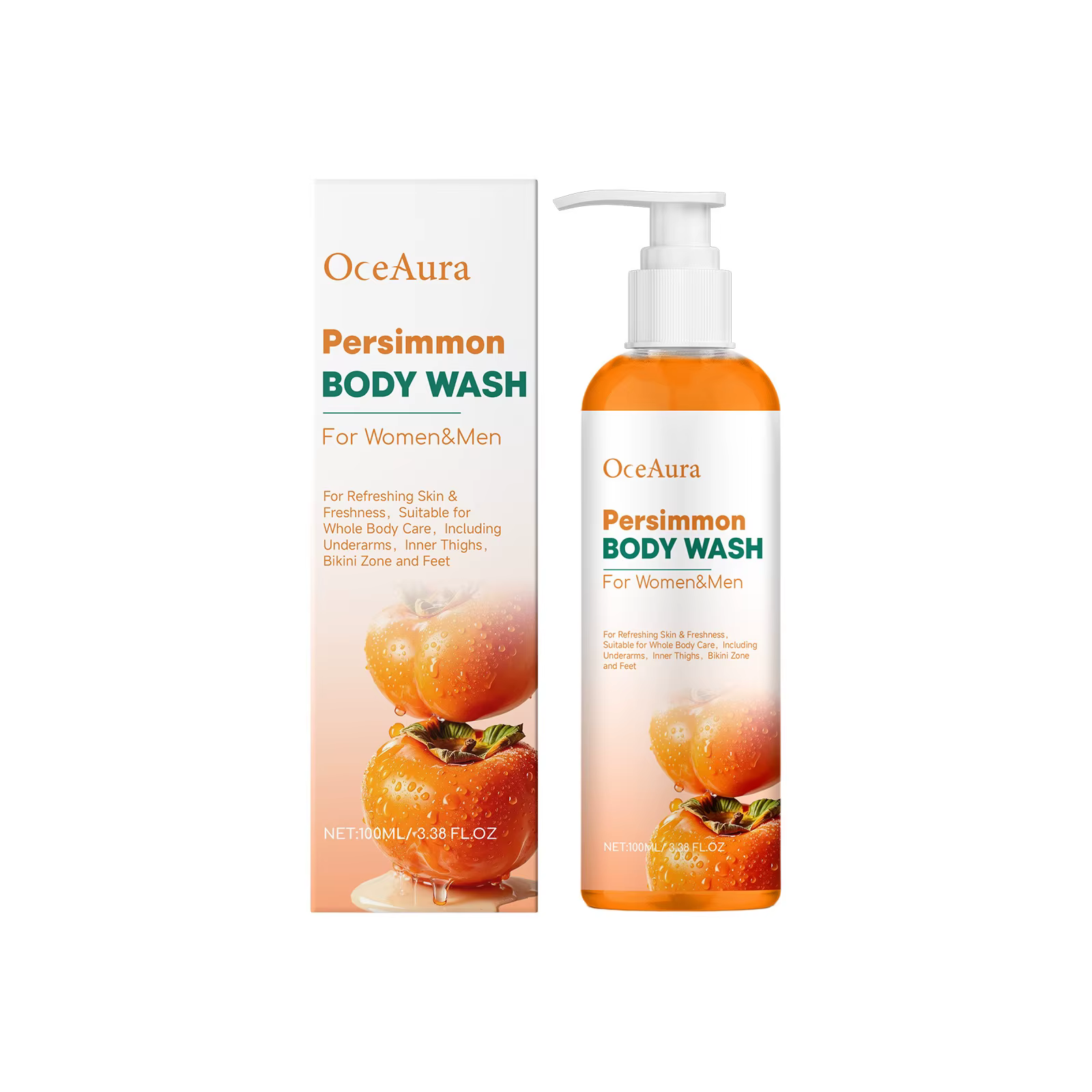 Lavage du corps au kaki, déodorant naturel, Gel douche de bain hydratant et rafraîchissant, nettoyag