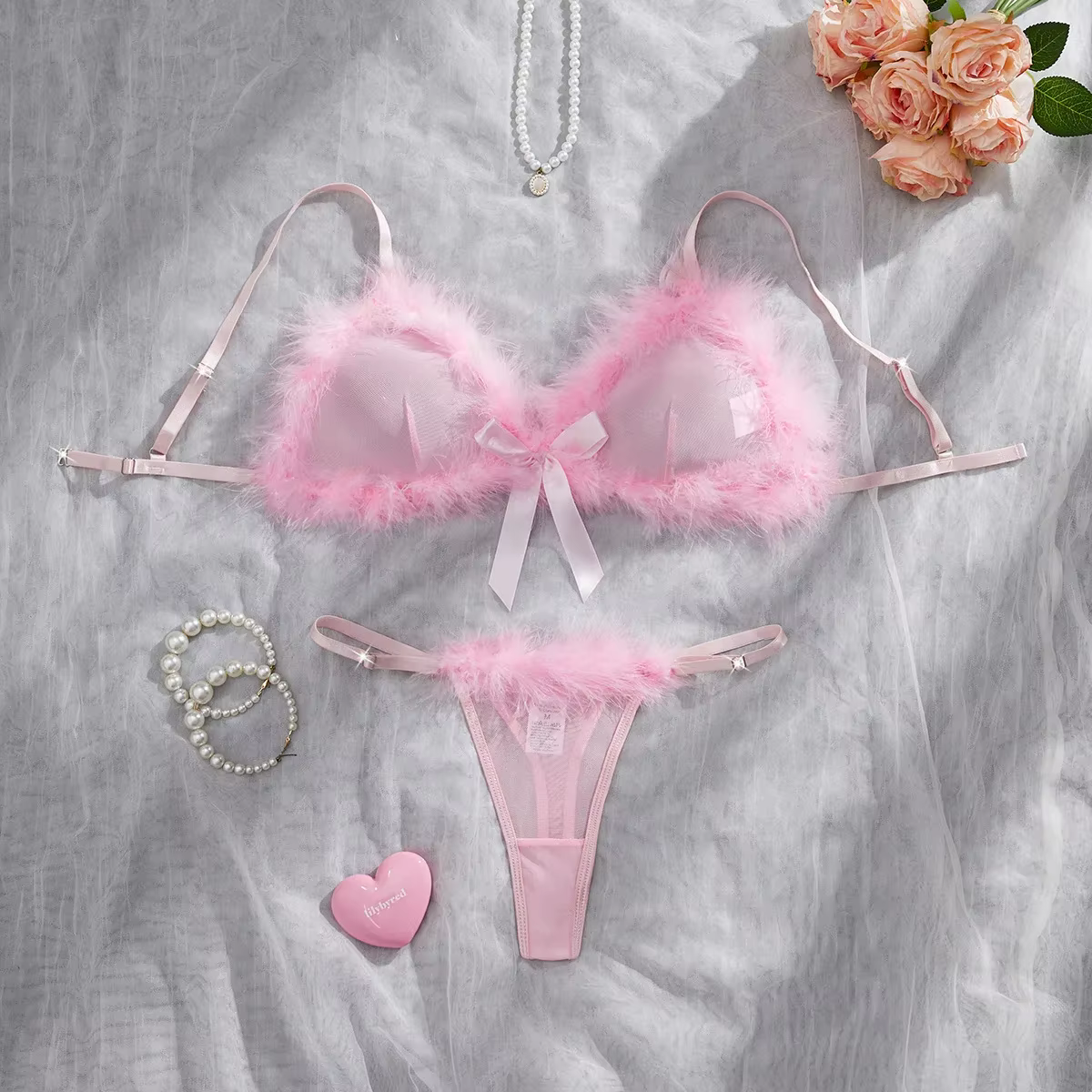Lingerie Saint-Valentin Sexy et Mignonne, Ensemble Soutien-Gorge Hilitos 2 Pièces, Décoration Moelle