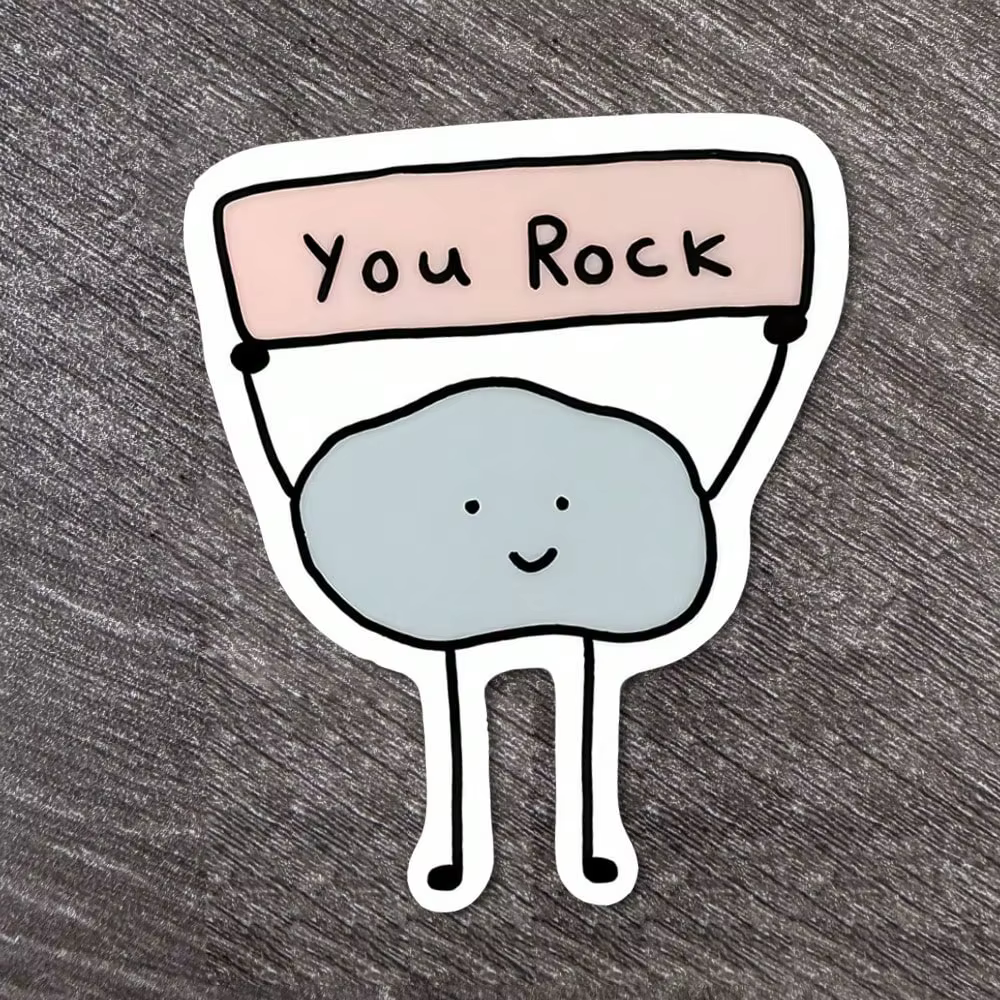 Autocollant fantaisiste « You Rock » Smiling Rock pour ordinateur portable et bouteille d'eau, autoc