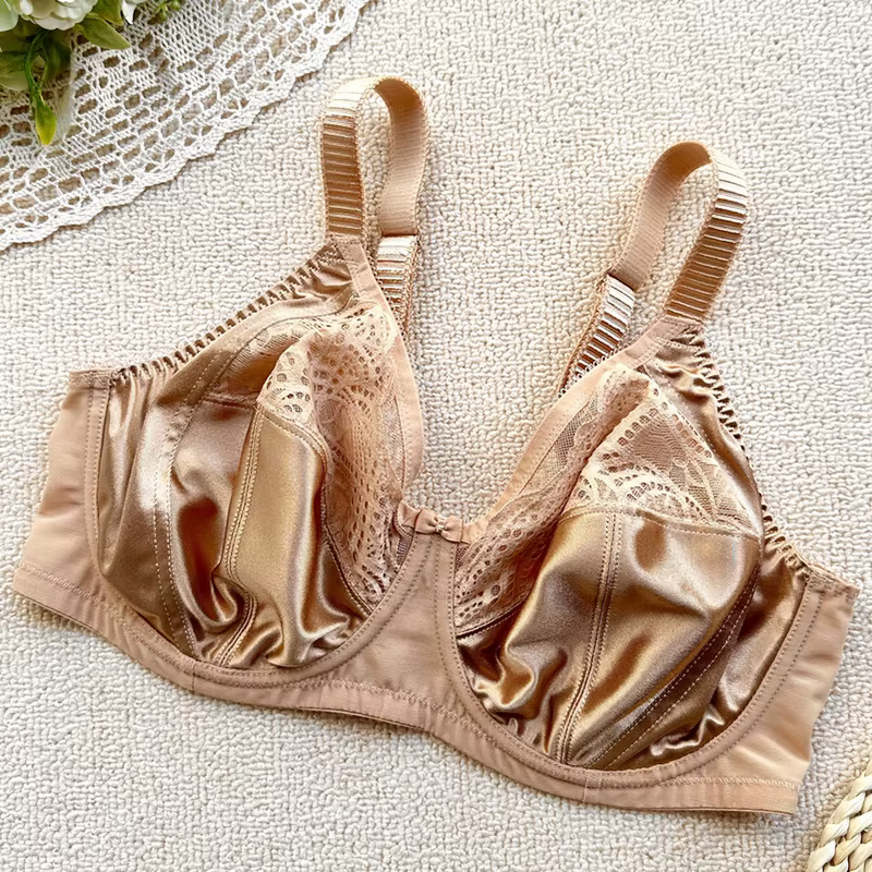 Soutien-gorge à armatures en dentelle transparente non rembourrée pour femmes, couverture complète, 