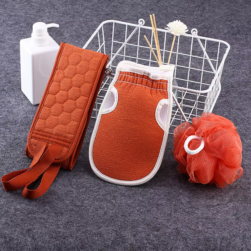 3 pièces/ensemble gant de toilette de nettoyage du corps gants de bain brosse maison bain boule de d