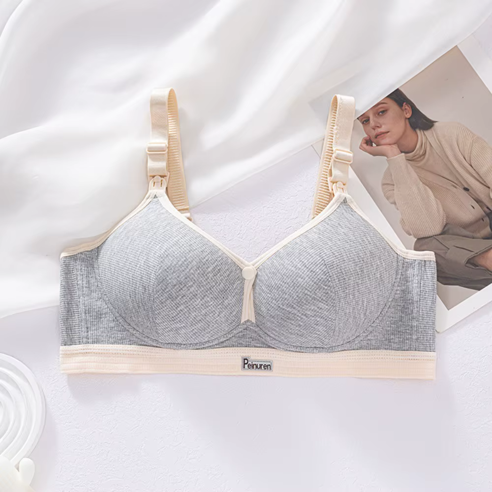 Soutien-gorge d'allaitement en pur coton à double boutonnage, confortable et respirant, avec fines b