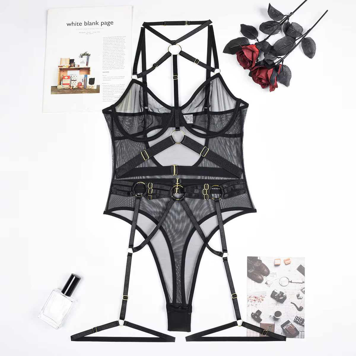 Nouvelle Lingerie Sexy pour Femme, Body Sculptant en Maille Transparente à Bretelles, avec Armatures