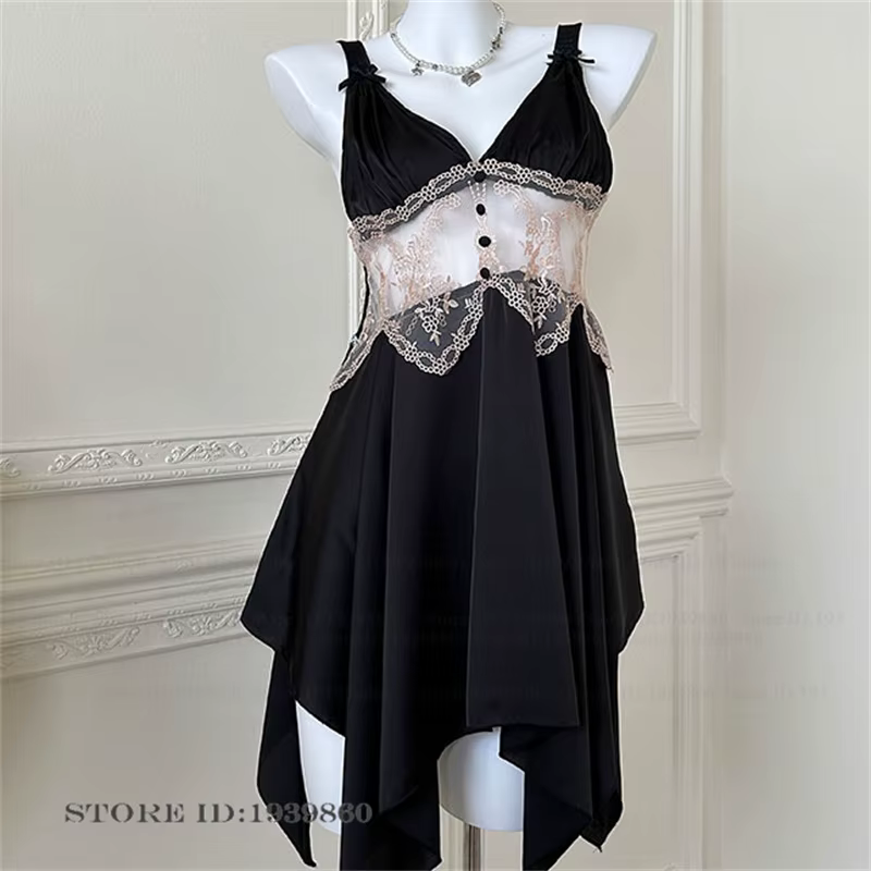 Chemise de nuit sexy pour femmes, lingerie, chemise de nuit, vêtements de nuit, patchwork, dentelle 