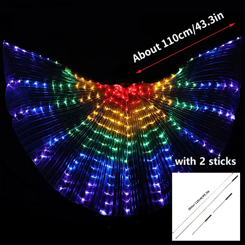 Ailes de papillon lumineuses à LED, effet lumineux de scène, cape de costume de danse de papillon lu