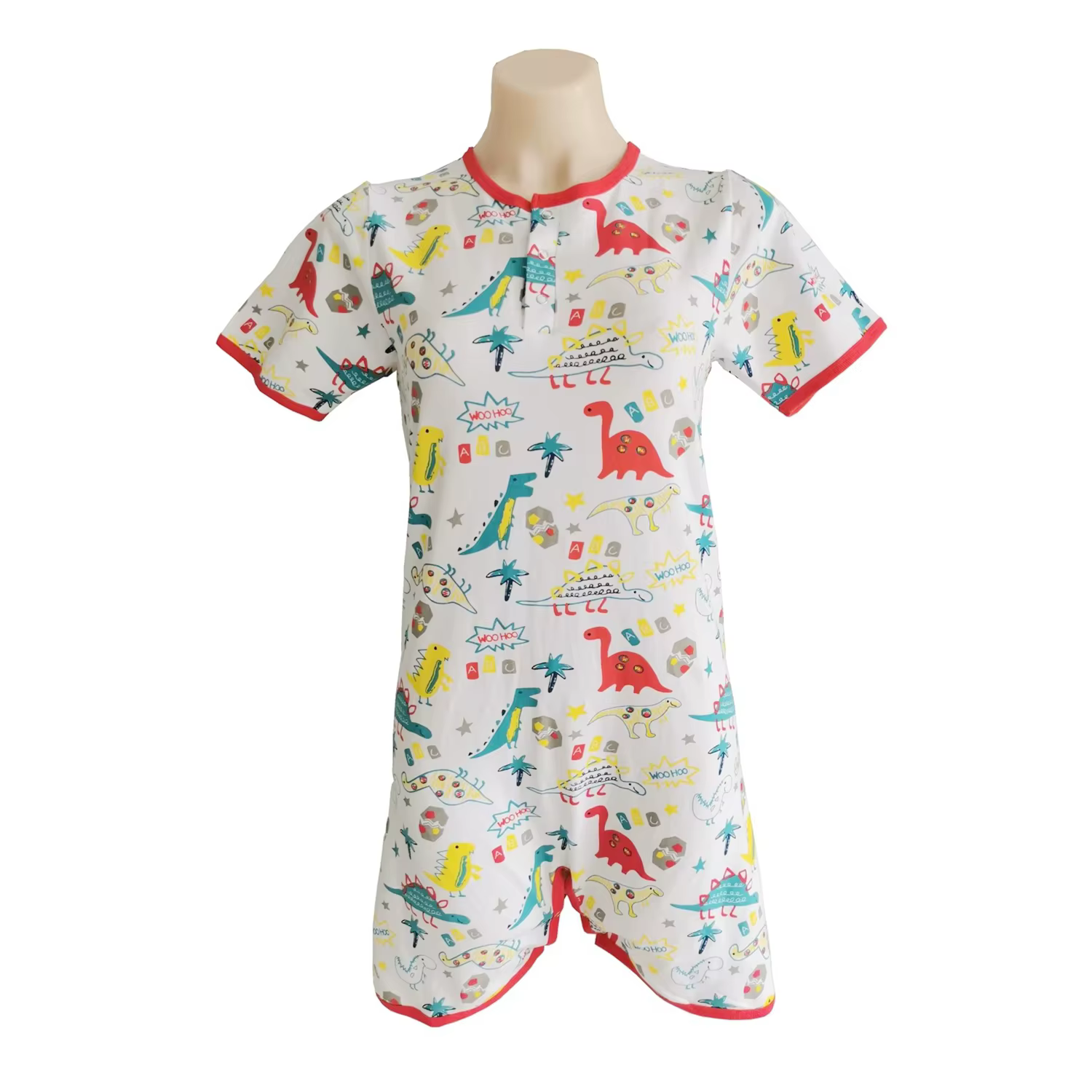 Combinaison dinosaure rouge à jambes courtes pour adulte, en pur coton, style ABDL, combinaison de c