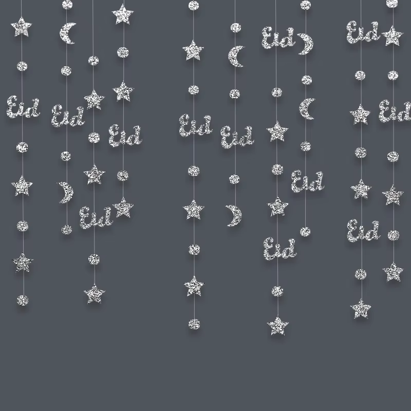 Guirlande de lanterne étoile lune or argent 3M, banderole suspendue pour Ramadan Eid Mubarak, décora