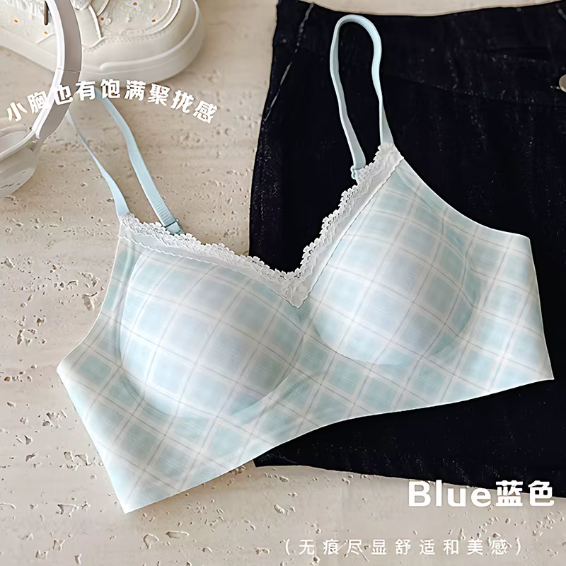Lingerie sans couture à motif rétro pour femme, style léger d'été, petite poitrine, effet push-up, s