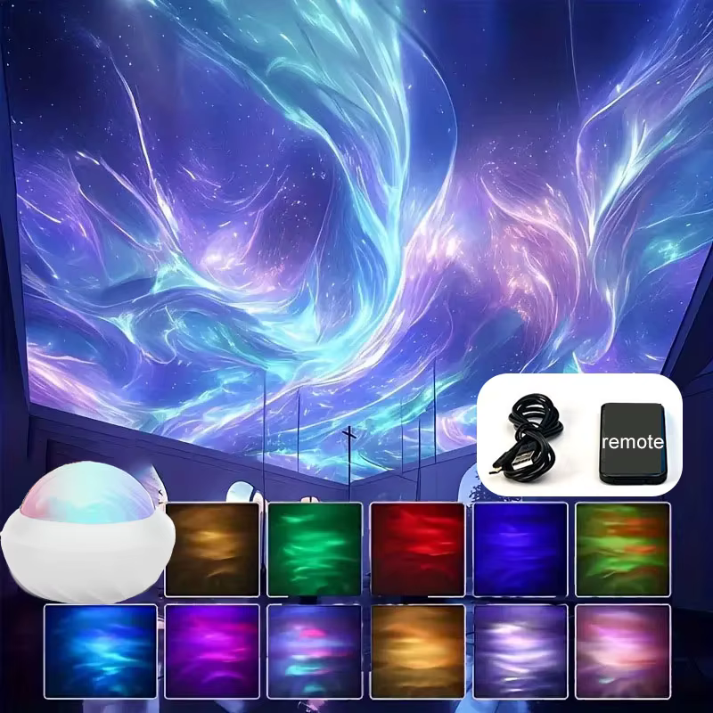 Lampe de projecteur ciel étoilé aurores boréales USB 360 °   Veilleuses d'ambiance Aurora Ball pour 