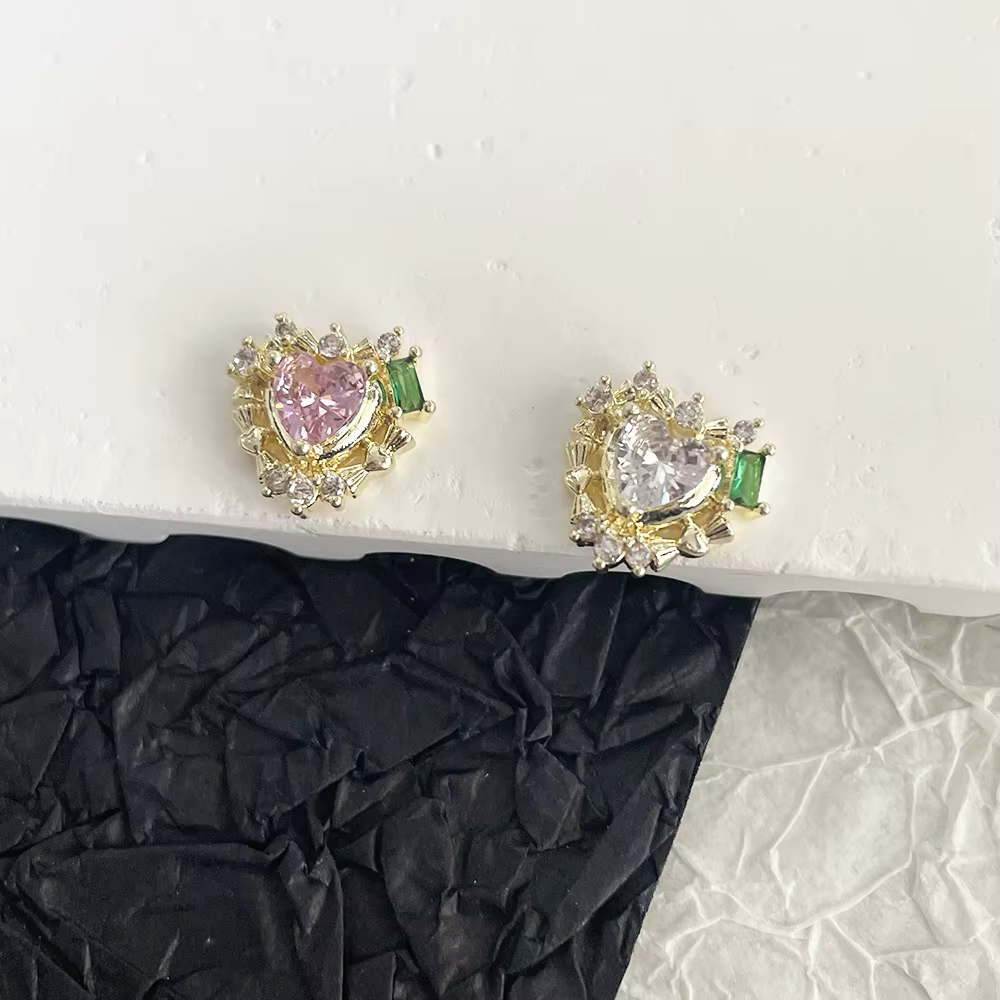 -Love Treasure- Bijoux en Zircon en forme de cœur exquis, diamants roses, breloques de luxe, riches,