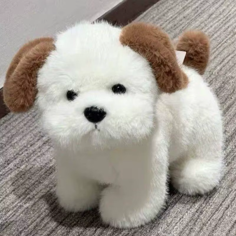 Peluche chiot grincheux mignon, blanc et marron, cadeau d'anniversaire pour filles, meilleurs amis,