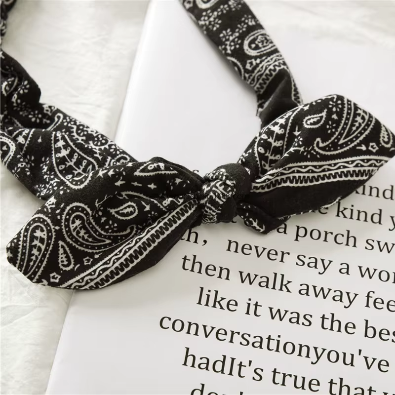 Bandeau Élastique à Nœud Croisé Imprimé Doux et Solide, Vintage pour Femme, Turban, Bandana de Style