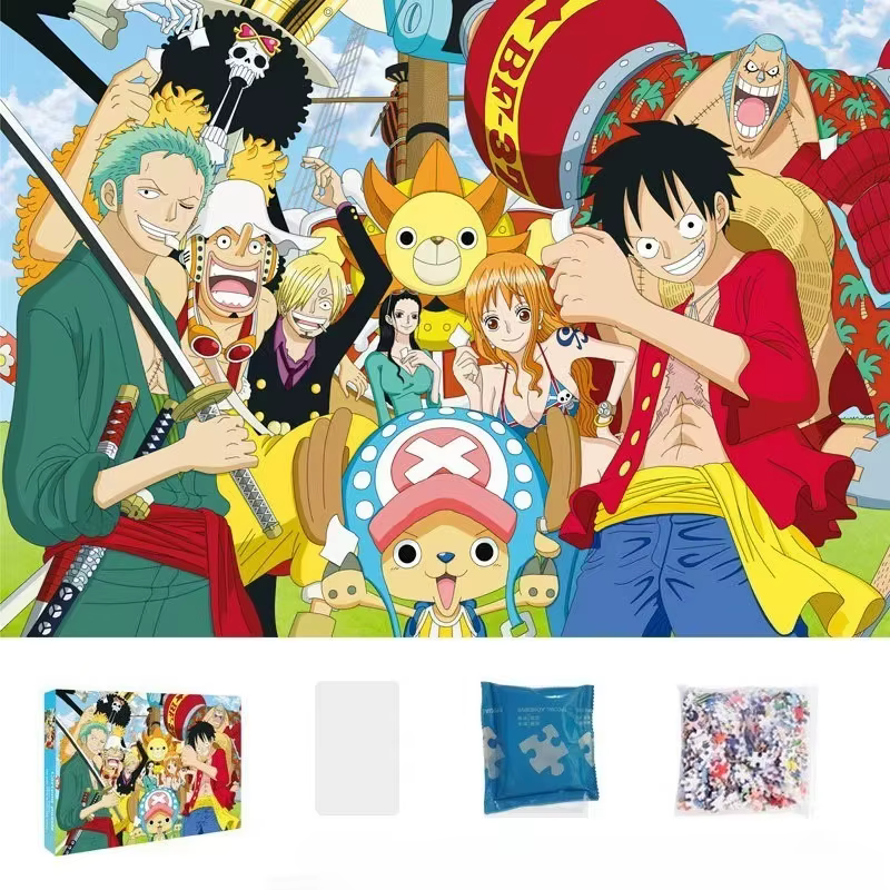 Nouveau puzzle en boîte colorée de 1000 pièces de la série One Piece, jouet éducatif et anti-stress,