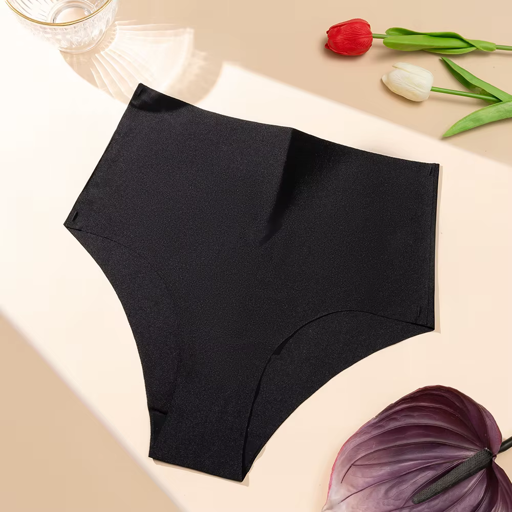 Culotte femme sans couture plaine tache sous-vêtements en soie dames taille haute respirant slip con