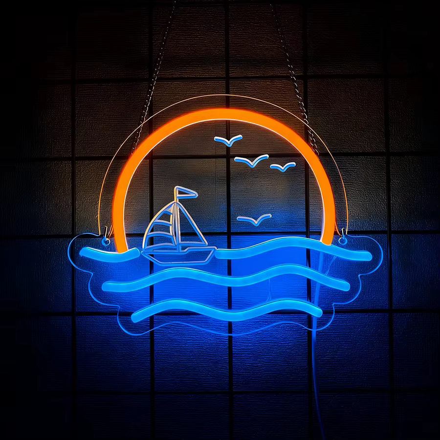 Enseigne néon coucher de soleil et lever de soleil pour décoration murale, enseigne lumineuse LED né