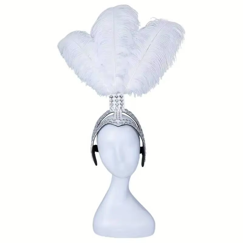 Couvre-chef de carnaval 2025 orné de strass et plumes de bricolage détachables avec des spectacles s