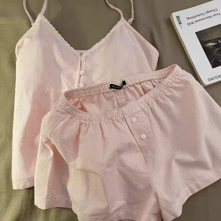 Nouvelle collection 2025 : Ensemble de pyjama d'été en coton pour femme, manches courtes et short, t