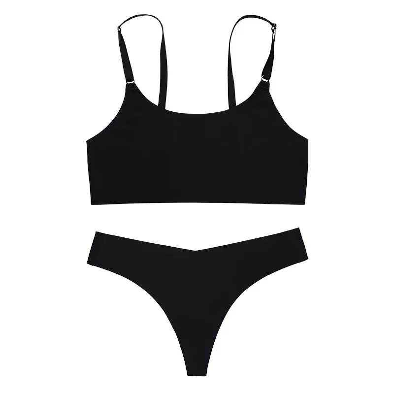 Ensemble de soutien-gorge et sous-vêtements pour femmes, gilet sans fil à bretelles Spaghetti, grand