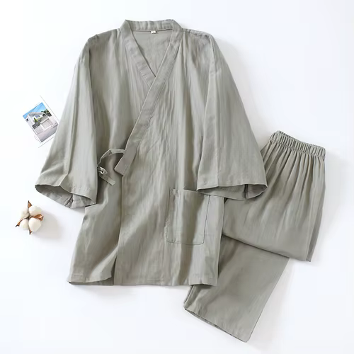 Kimono japonais en coton pour homme, pyjama masculin, vêtements de maison traditionnels à lacets, Ha