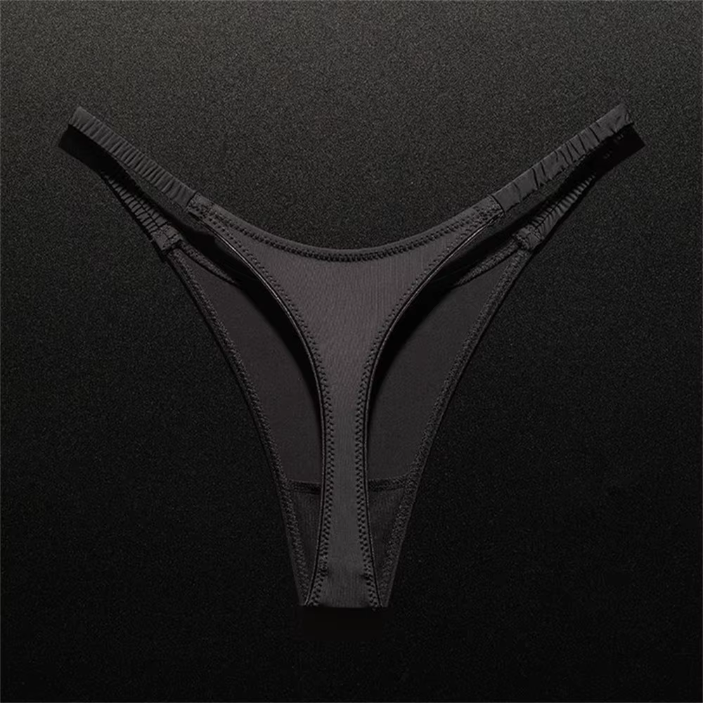 String Sexy en soie glacée à fente haute, avec ceinture plissée élastique, culotte de sport «en form