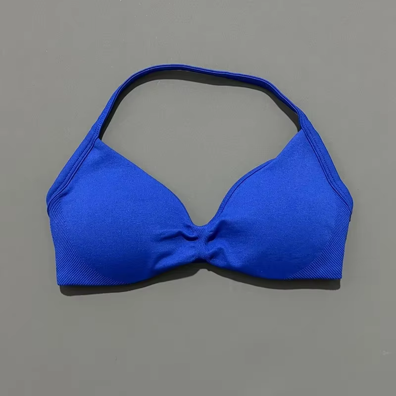 Femmes licou soutien-gorge de sport Push Up à bretelles Sexy dos ouvert haut court de gymnastique so