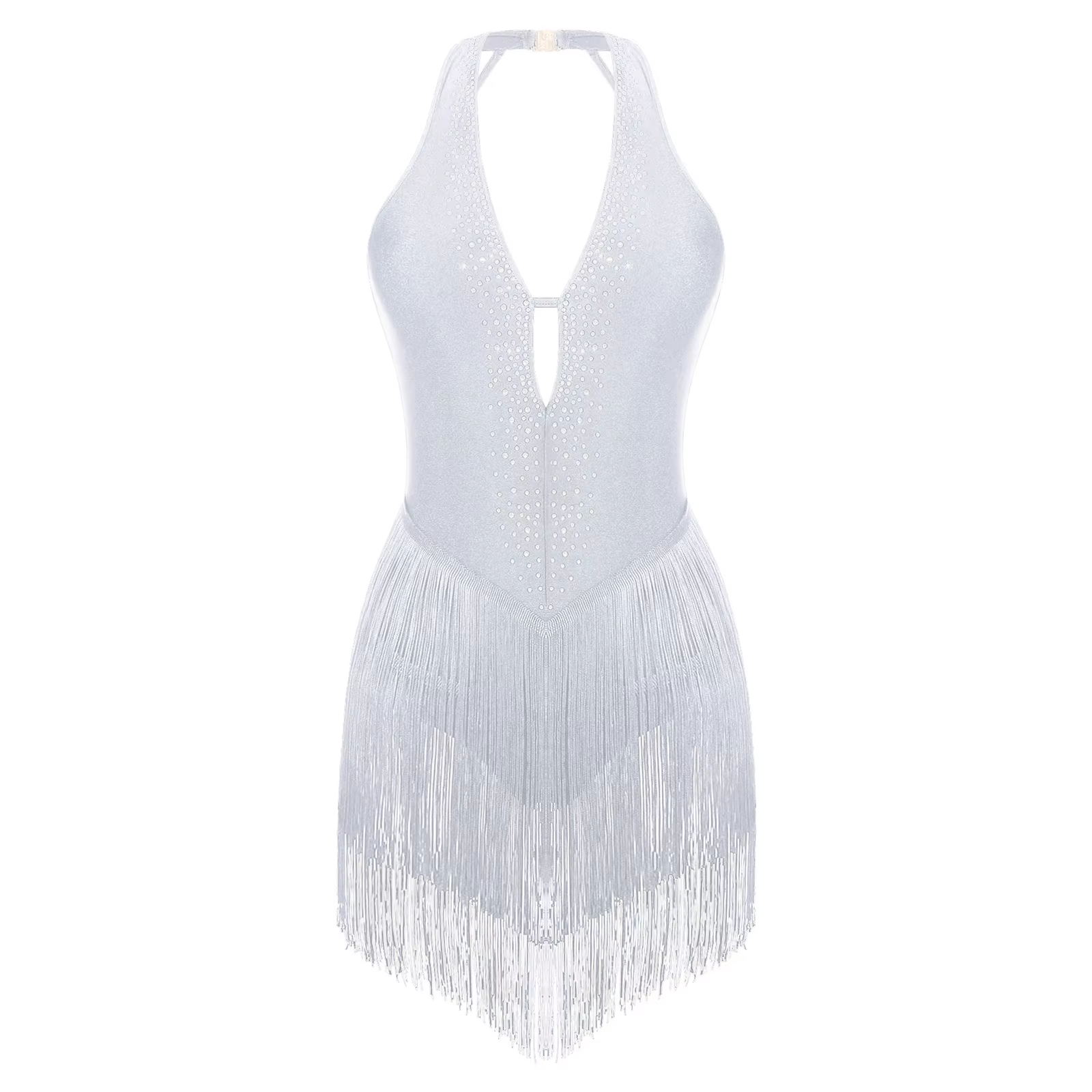 Justaucorps de patinage pour femme, à franges, pour gymnastique, ballet, danse latine, robe de danse