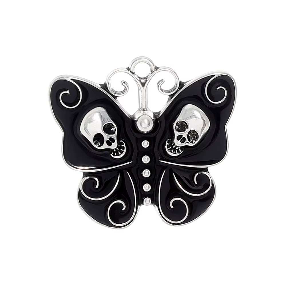 Pendentifs Émaillés Gothiques Crâne Papillon pour Femmes, Boucles d'Oreilles, Colliers, Breloques, F