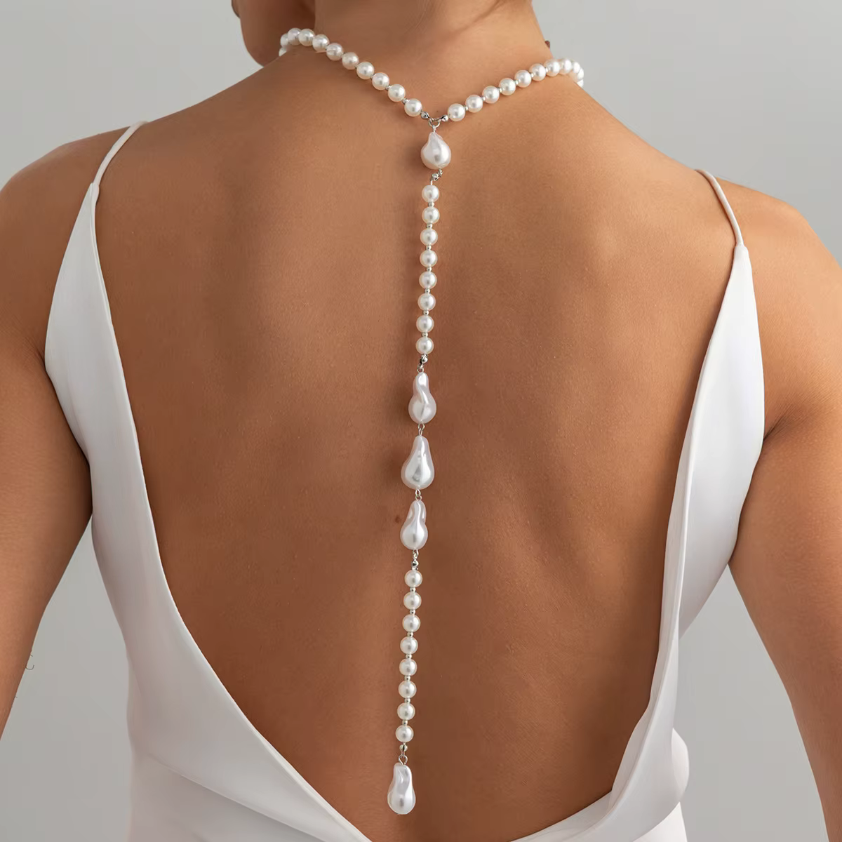 Chaîne de corps de style français luxueuse pour femme, élégante et simple, longue chaîne dorsale, ac