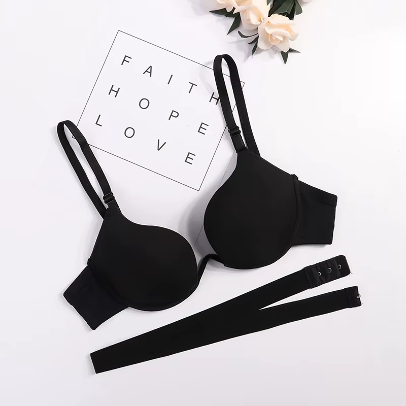 Femmes coupe basse soutien-gorge Push Up Sexy dos nu sous-vêtements profond V dos croisé soutiens-go