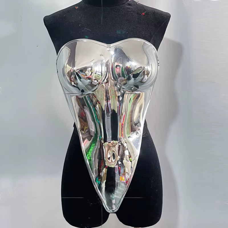 Bar discothèque Bar Dj Ds Gogo Costume femmes argent pôle danse haut Style technique miroir armure R
