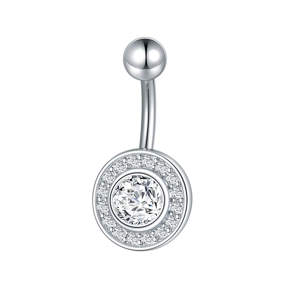 1pc acier inoxydable nombril Piercing corps bijoux à filetage externe zircone goutte boucle d'oreill