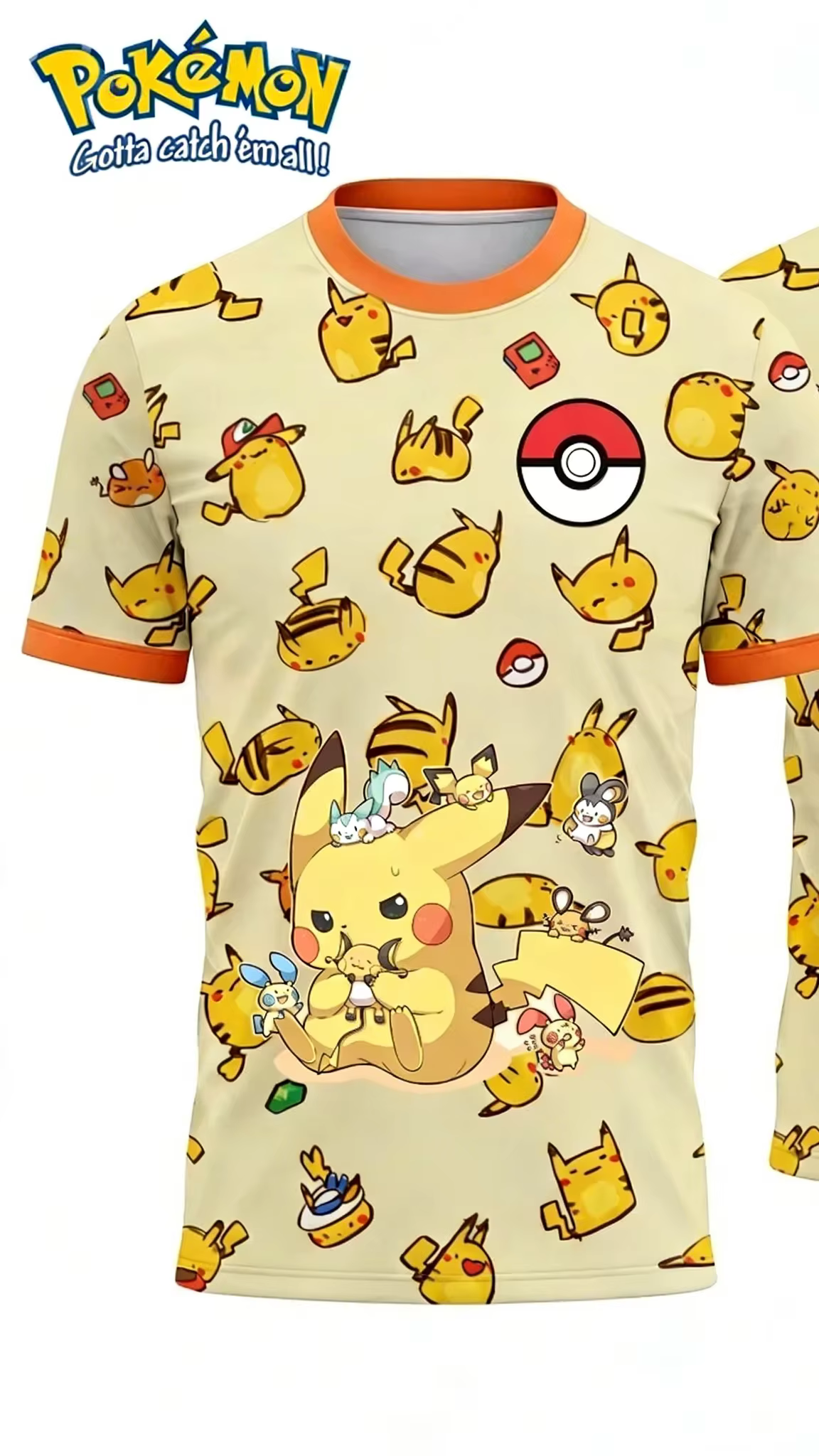 T-shirt Pokémon Pikachu pour adultes et enfants, imprimé 3D intégral, manches courtes, pour sorties