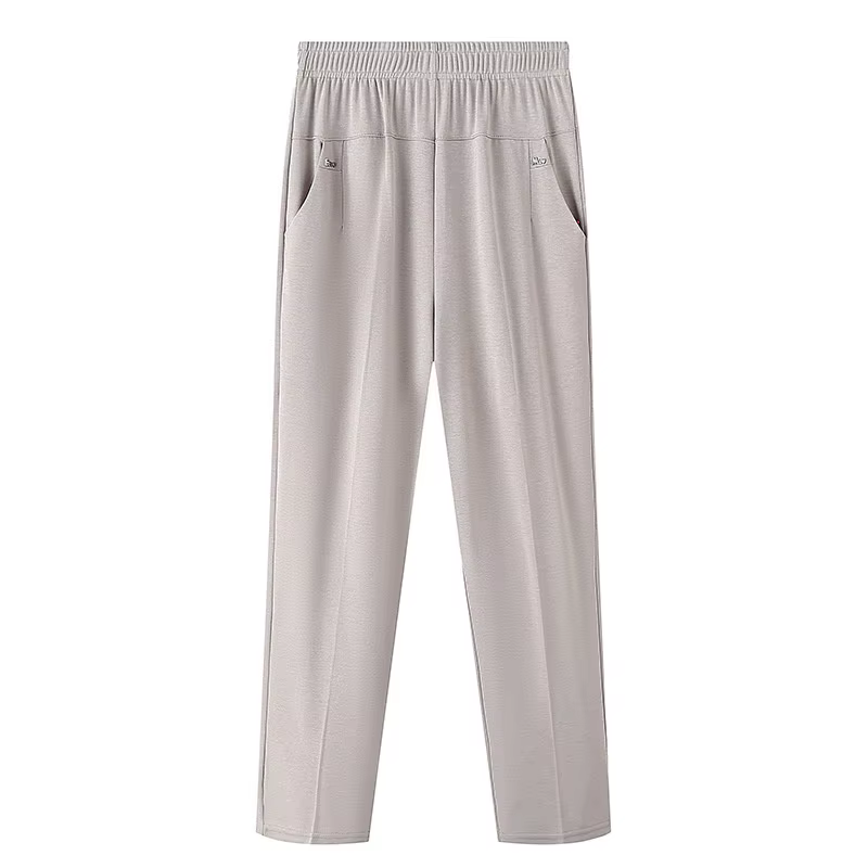 Pantalons pour femmes d'âge moyen 2026 nouvel été mince taille haute élastique pantalon droit ample
