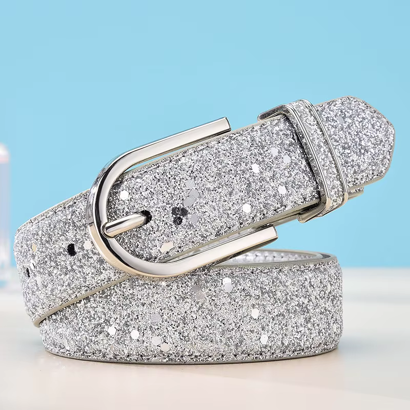 Ceinture dorée pour femmes, Design à la mode, paillettes argentées, qualité de luxe, hauts cadeaux p