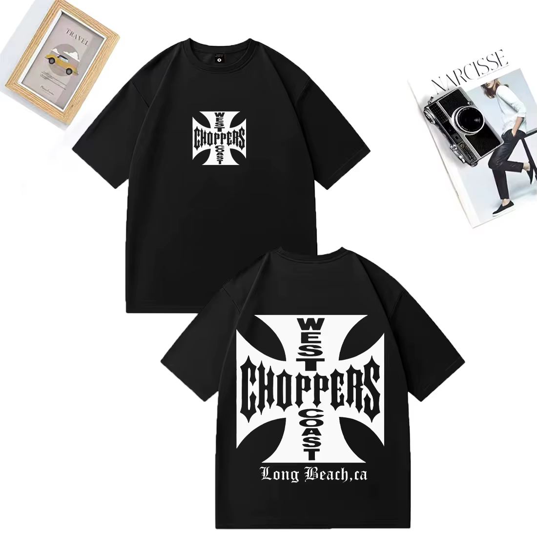 T-shirt Paul Walker West Coast Choppers pour hommes et femmes, hauts amples vintage en coton à manch