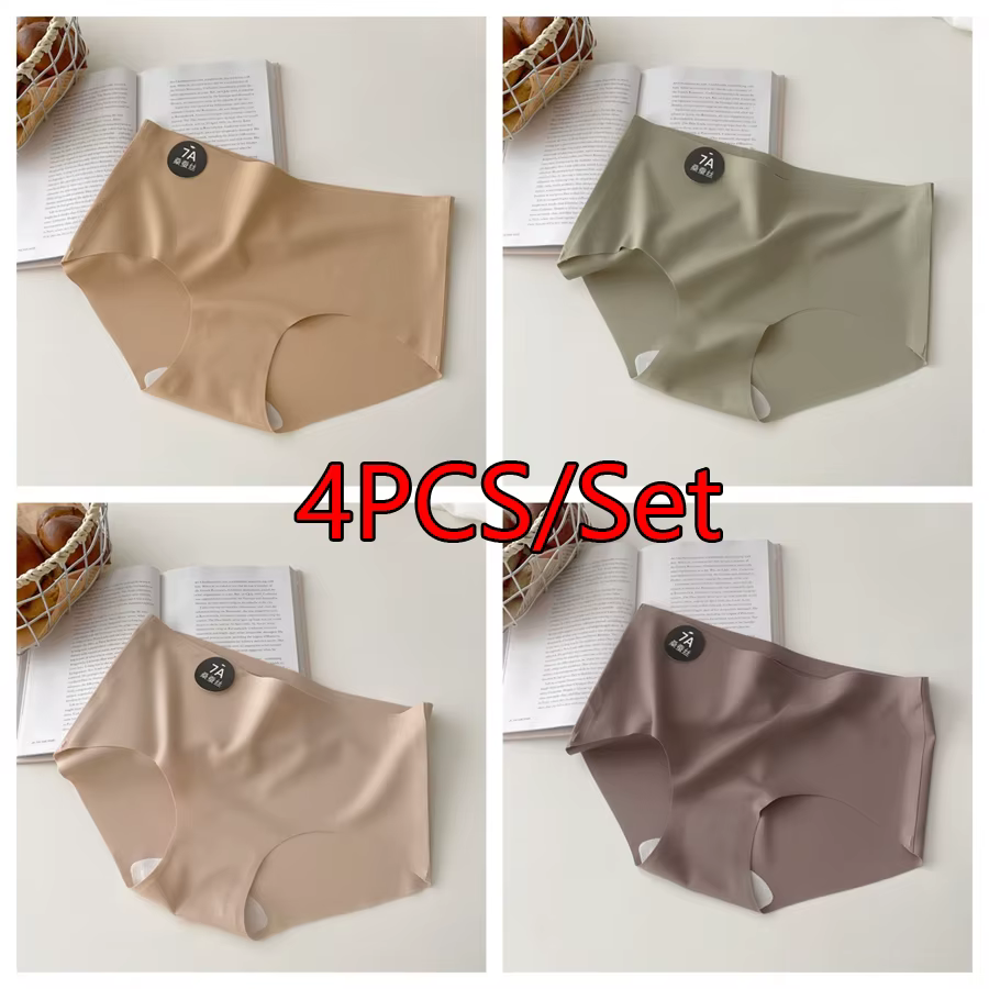 4 pièces/ensemble femmes culottes Slip soie sans couture slips pour femmes sous-vêtements féminins d