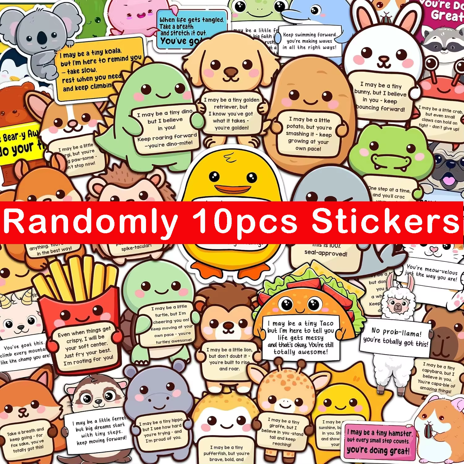 Lot de 10 à 50 autocollants animaux de soutien émotionnel, autocollants vinyle mignons d'affirmation