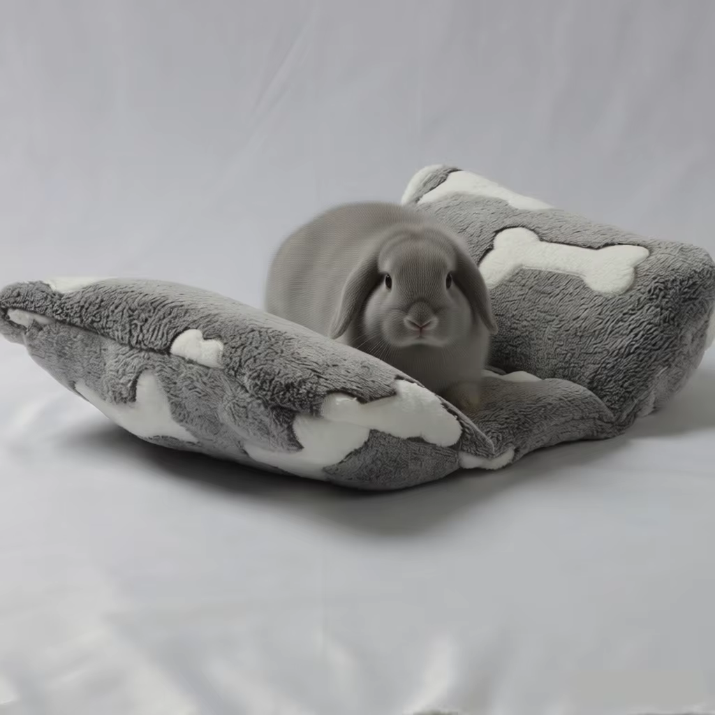 Lit pour lapin - Lit pour lapin épais et doux de forme concave, coussin doux de style oreiller, avec