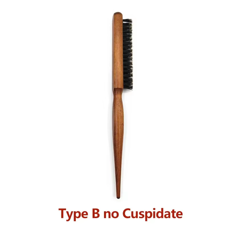 Peigne à cheveux à manche en bois, trois rangées de poils de sanglier, brosses à démêler spéciales p