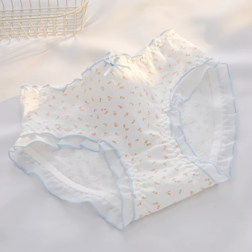 Culottes en coton à fleurs style français, taille mi-haute, avec volants, pour femmes, confortables,