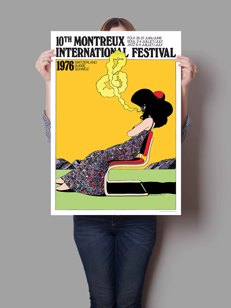 Affiche murale en toile rétro du Festival de Jazz de Montreux 1976, peinture imprimée musicale vinta
