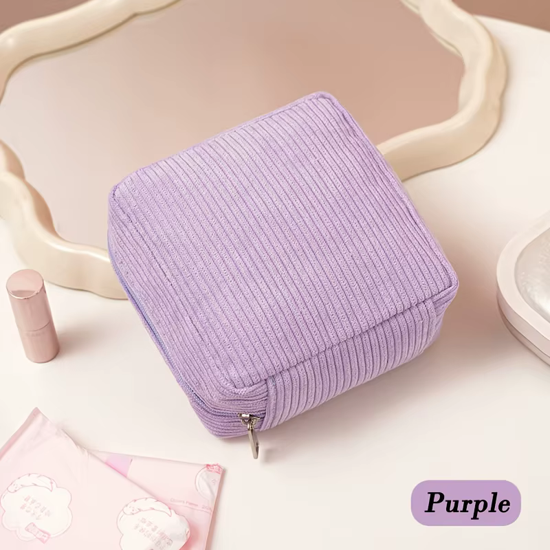Sac de rangement pour serviettes hygiéniques 2026 en tissu peluche épais, pochette de rangement port