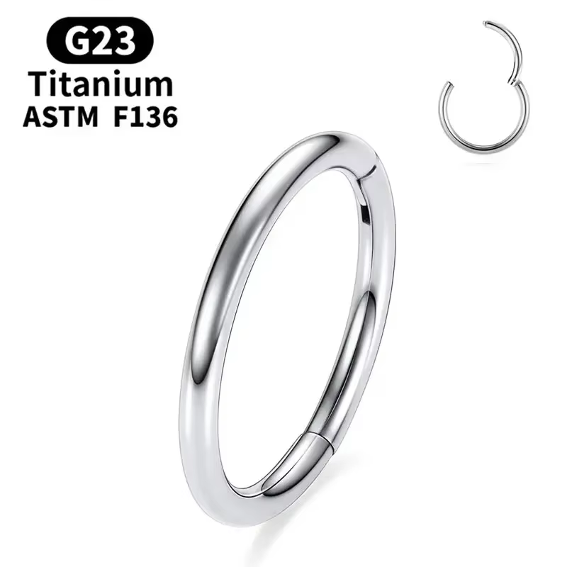 Piercing de nez en titane G23 F136 de qualité implantable 14G 16G 18G 20G Clicker Diaphragm Tragus P
