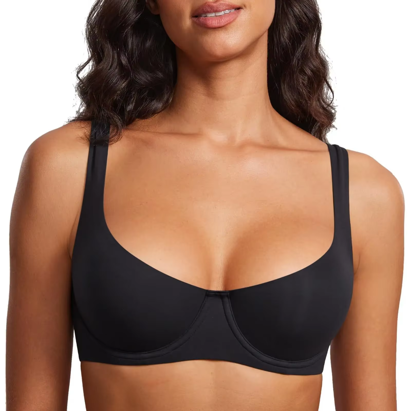 Soutien-gorge balconnet sans couture avec armatures, push-up, col carré, invisible sous les vêtement