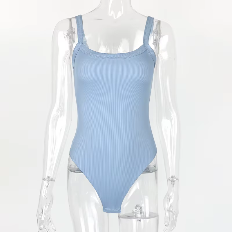 Sangle solide moulante Sexy corps décontracté basique blanc été Body haut pour femme sans manches pu