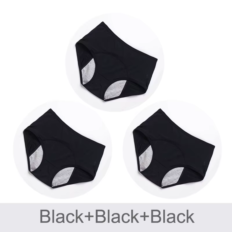 Lot de 3 Culottes Menstruelles en Coton Taille Haute Anti-Fuite