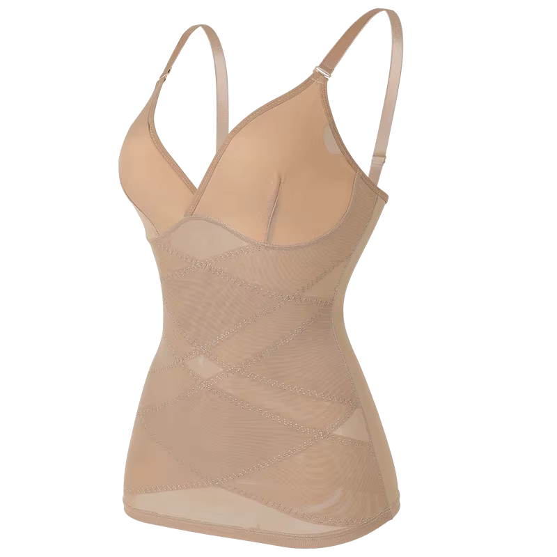 Femmes intégré soutien-gorge Shapewear col en v Camisole ventre croix façonnage ventre contrôle corp